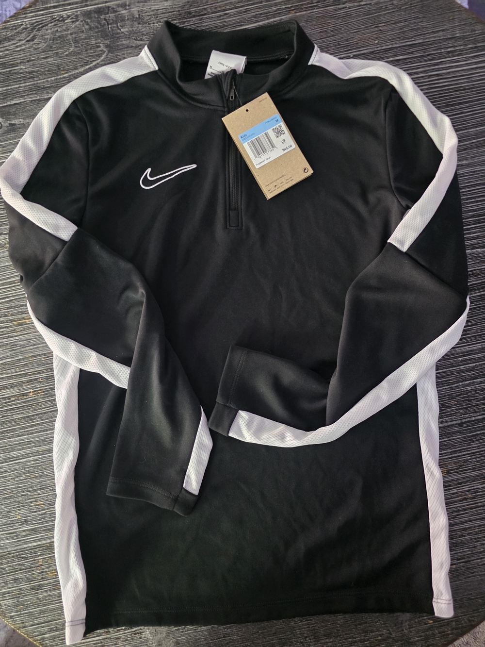 Kids Nike Black and White Half-Zip Training Top